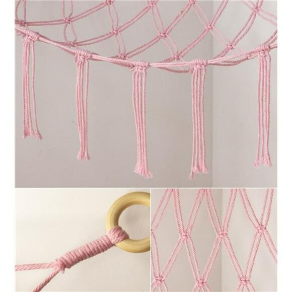 Pink Stuffed Animal Hammock Large Corner Net Toy Storage for Girls Room - Picture 4 of 7